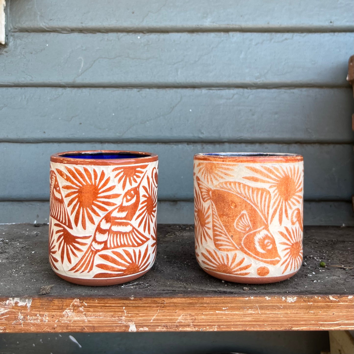 Sgraffito Mixteca Glazed Mug in Red by Derrumbe