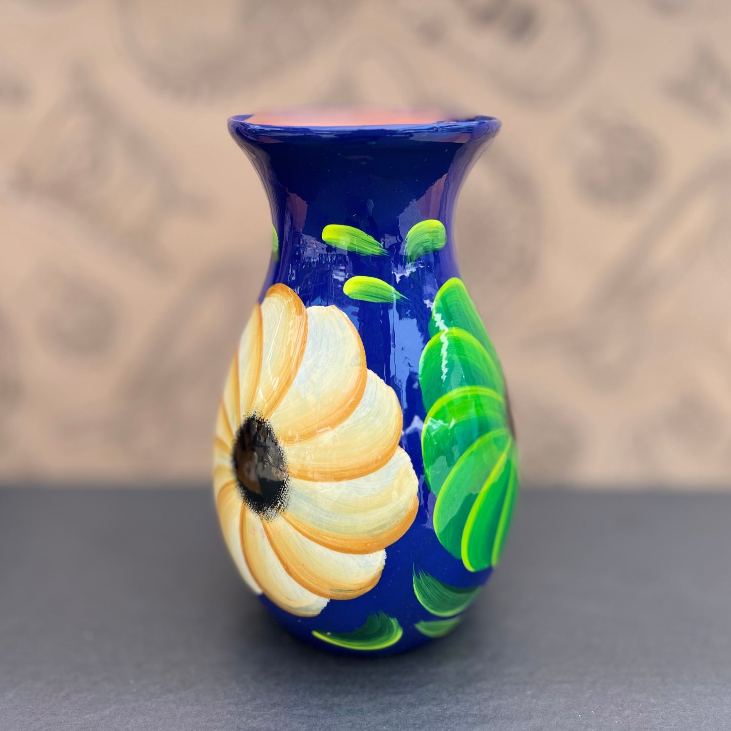 Floret Blue Ceramic Vase in Barro Guerrero