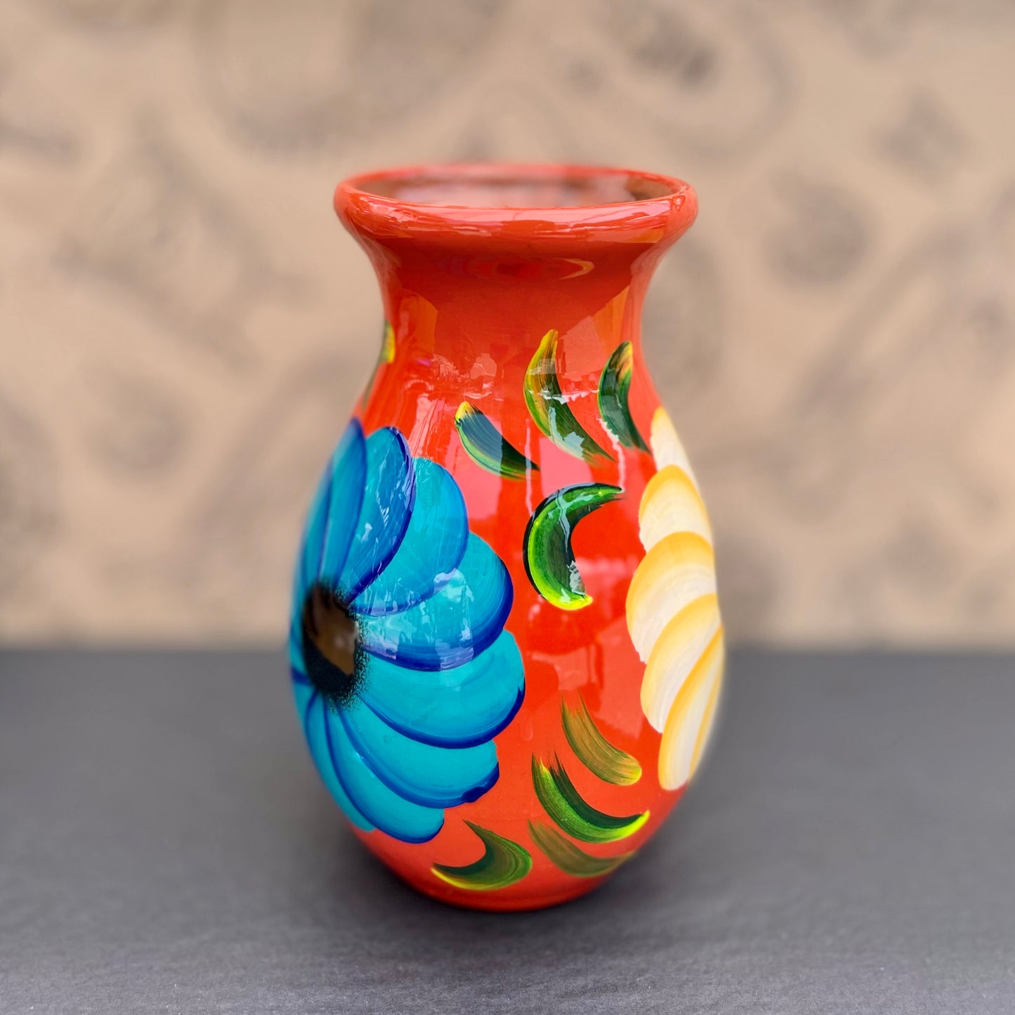 Floret Orange Ceramic Vase in Barro Guerrero