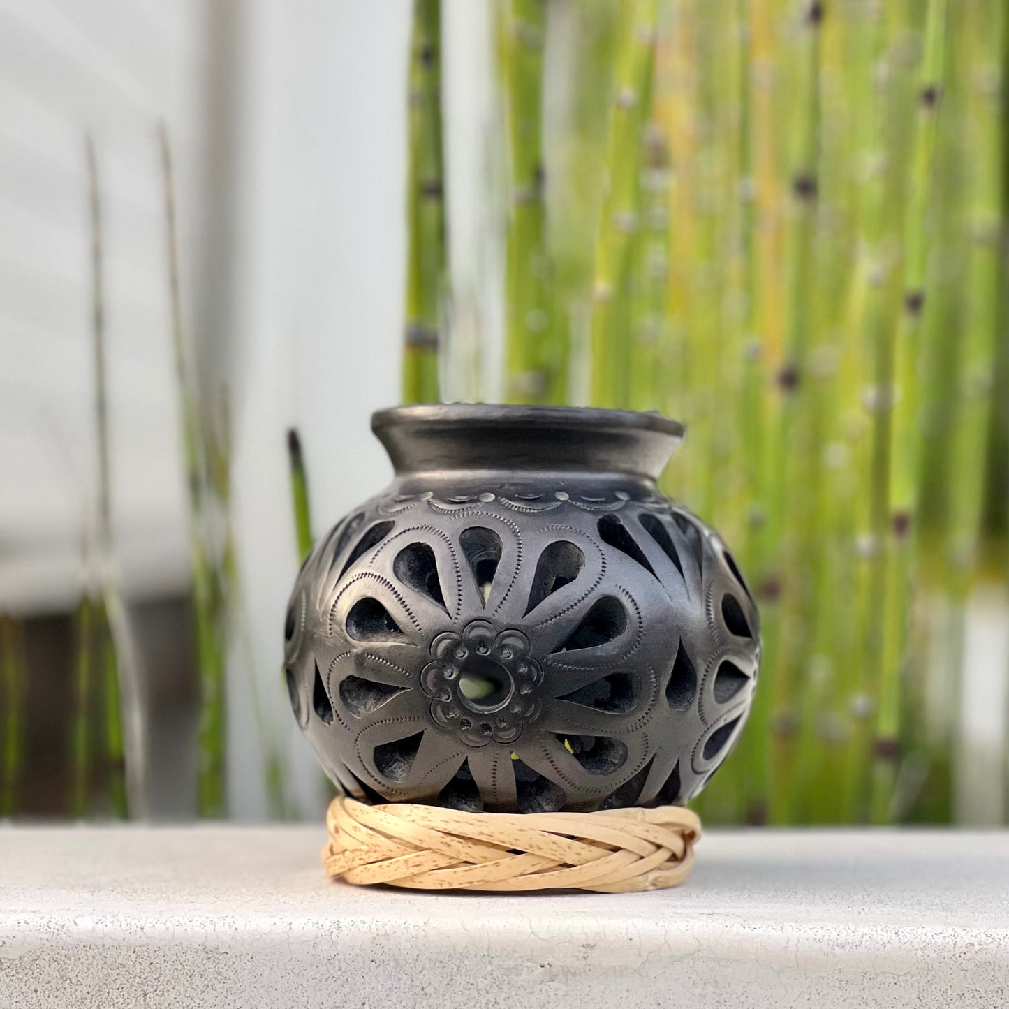 Engraved Vase Jar Small in Barro Negro