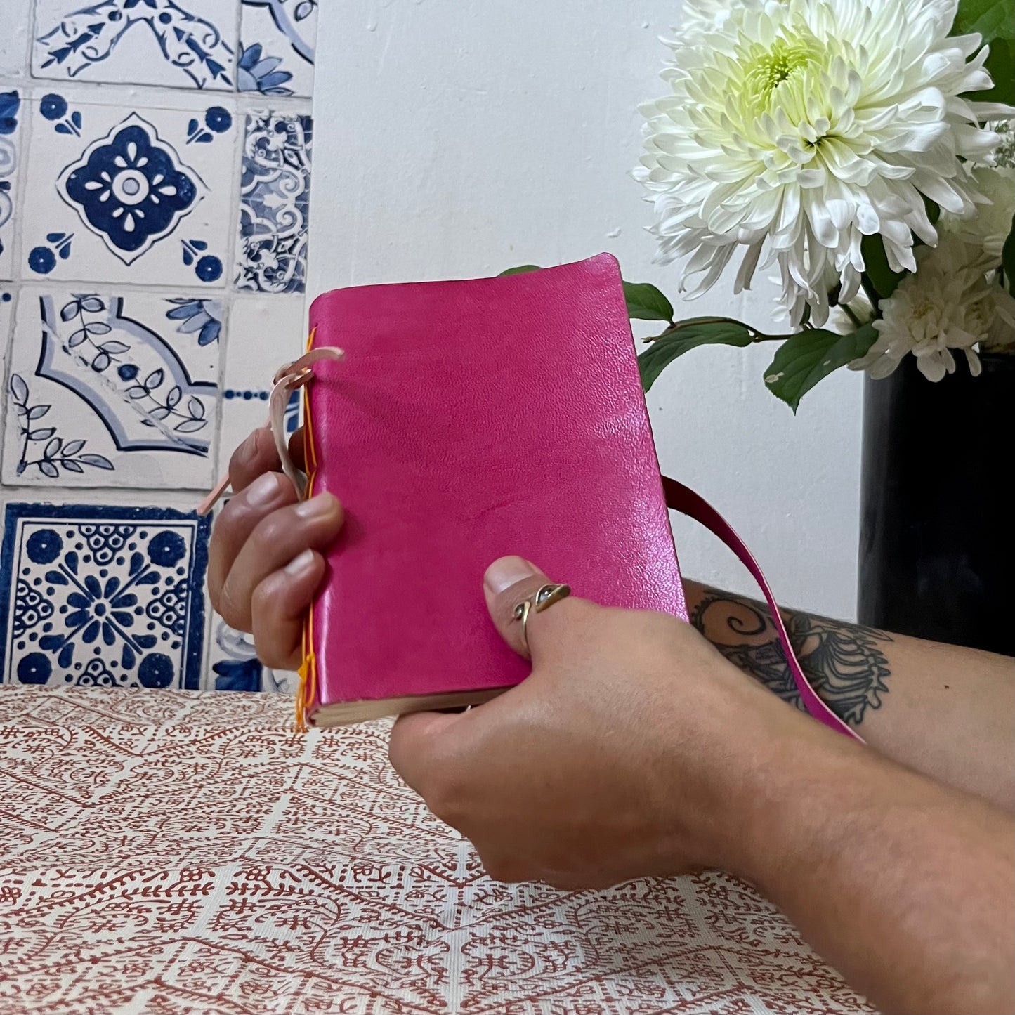 Conejo Zapoteco Sheep Leather Sketchbook in Rosa Mexicana