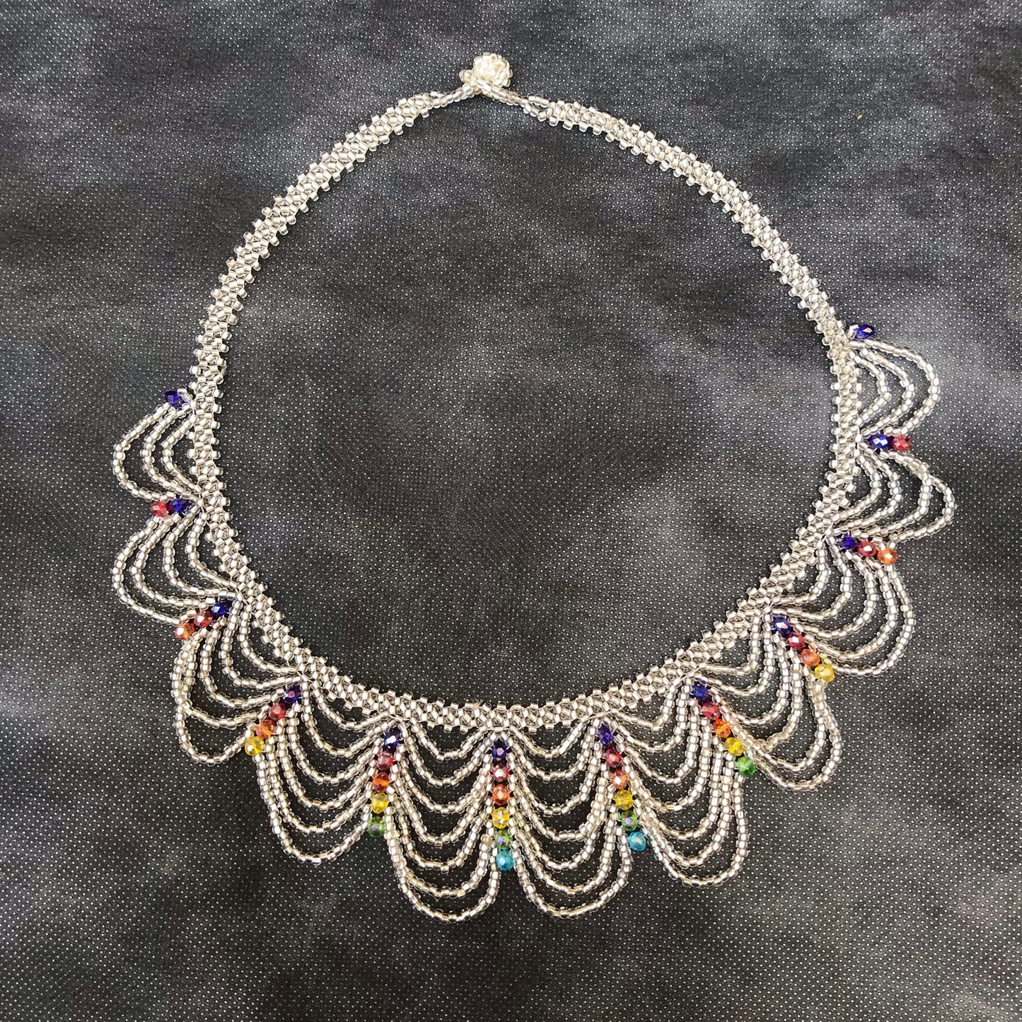 Drapery Necklace in Silver and Rainbow