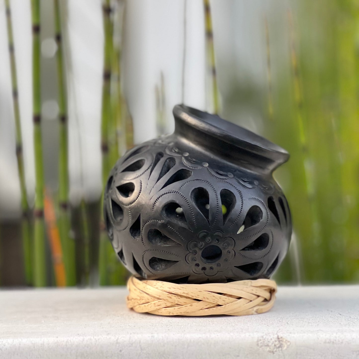 Engraved Vase Jar Small in Barro Negro