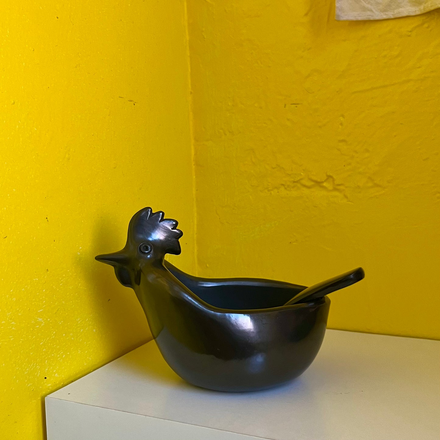 Rooster Serving Bowl with Spoon in Barro Negro
